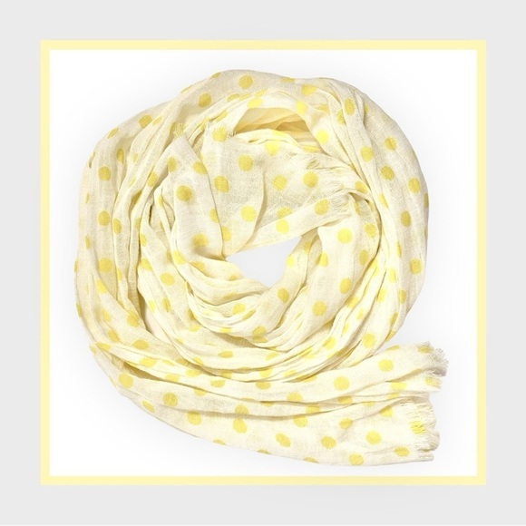 GAP scarf, white with yellow polka dots - Picture 1 of 8